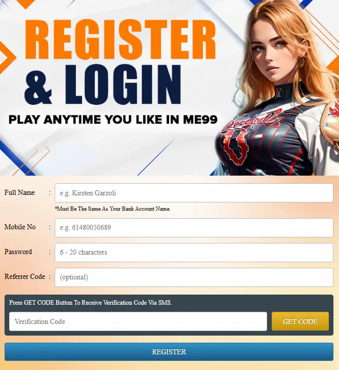 me99aucasino register